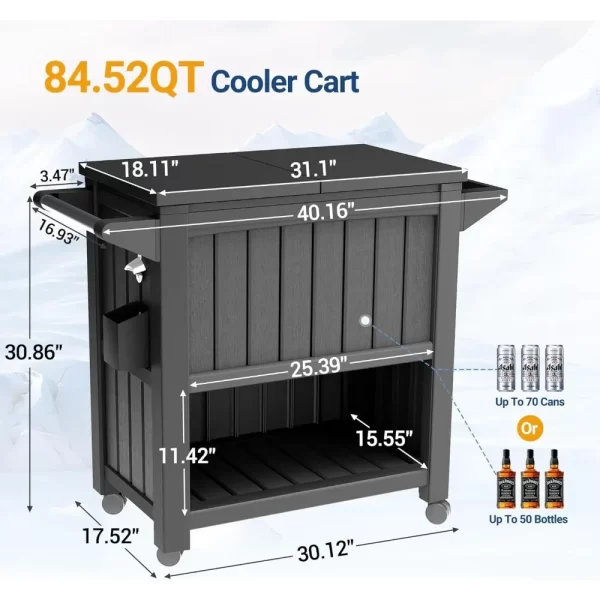85 Quart Rolling Cooler with Wheels, Party Ice Cooler with Handle, Outdoor Beverage Cooler for Drink - Image 5