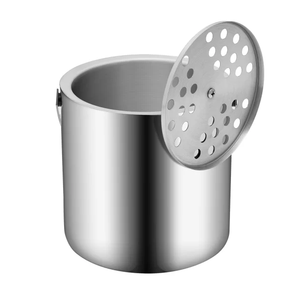 1.3L/4.9 Gal Ice Bucket W/ Lid and Tongs 304 Double Wall Stainless Steel Ice Containerwith Built-in Ice Tong and Strainer - Image 6