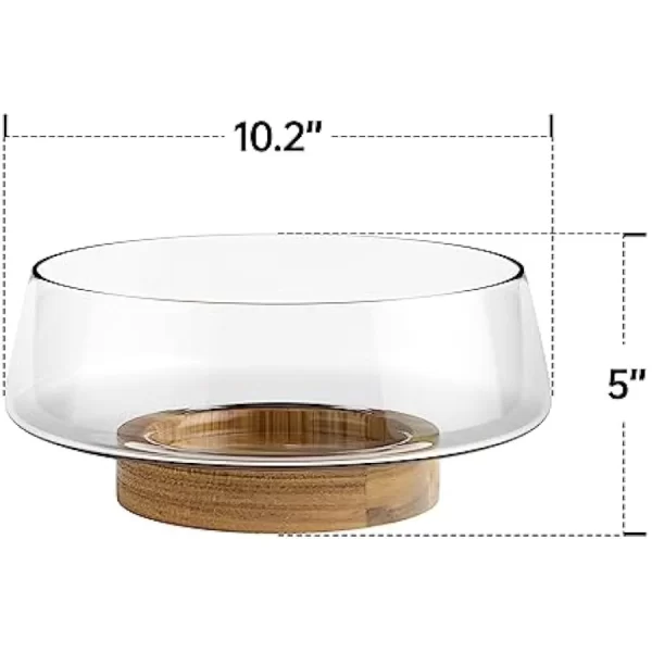 Extra Large Glass Salad Bowl Set - Salad Bowls for Party with Acacia Wood Base and Salad Serving Utensils - Elegant and Practic - Image 2