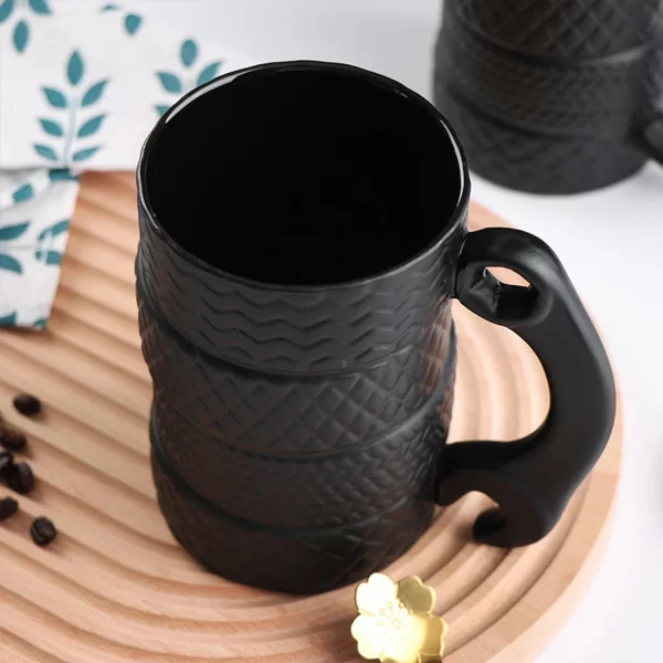 Tire Coffee Mug  Men Comfortable Handle Drinkware Collections Birthday Gift Breakfast Cup Funny Novelty Mug Ceramic Cup - Image 2