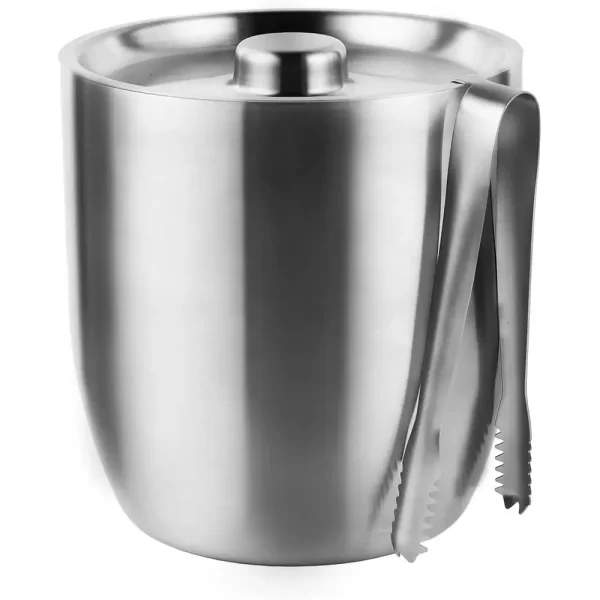 3L Double Wall Insulated Ice Bucket with Lid Stainless Steel Cocktails Wine Champagne Tongs Cooler Parties Outdoor Bar - Image 2