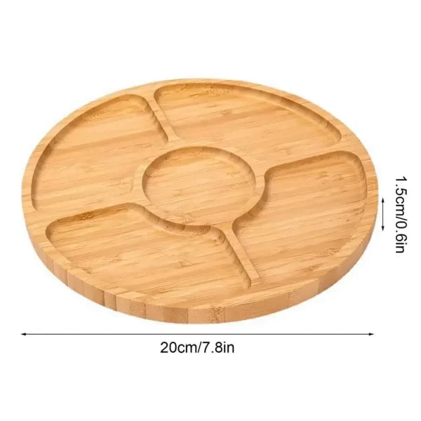 Bamboo Nuts Storage Platter Tray Bamboo Fruit Tray With 5 Compartments Fit For Serving Dishes Serving Platters Chip And Dip - Image 6