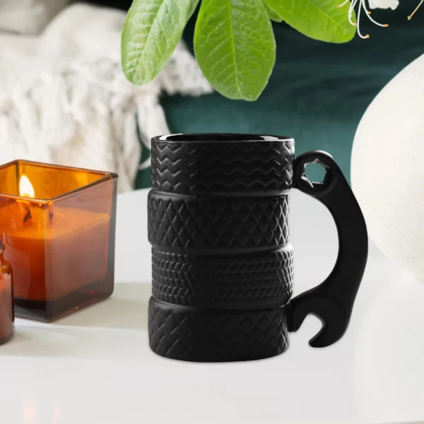 Tire Coffee Mug  Men Comfortable Handle Drinkware Collections Birthday Gift Breakfast Cup Funny Novelty Mug Ceramic Cup - Image 4