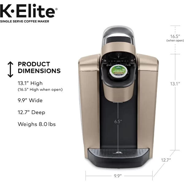 2023 New Keurig K-Elite Single Serve K-Cup Pod Coffee Maker, Brushed Gold - Image 6