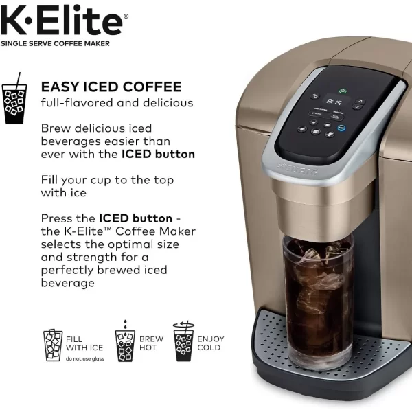 2023 New Keurig K-Elite Single Serve K-Cup Pod Coffee Maker, Brushed Gold - Image 3