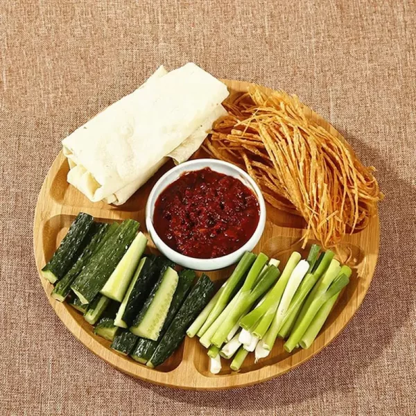 Bamboo Nuts Storage Platter Tray Bamboo Fruit Tray With 5 Compartments Fit For Serving Dishes Serving Platters Chip And Dip - Image 2