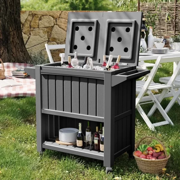 85 Quart Rolling Cooler with Wheels, Party Ice Cooler with Handle, Outdoor Beverage Cooler for Drink
