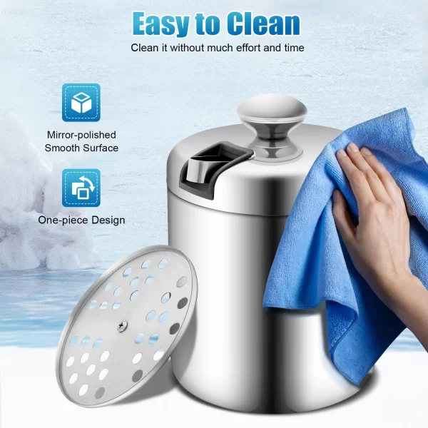 1.3L/4.9 Gal Ice Bucket W/ Lid and Tongs 304 Double Wall Stainless Steel Ice Containerwith Built-in Ice Tong and Strainer - Image 3
