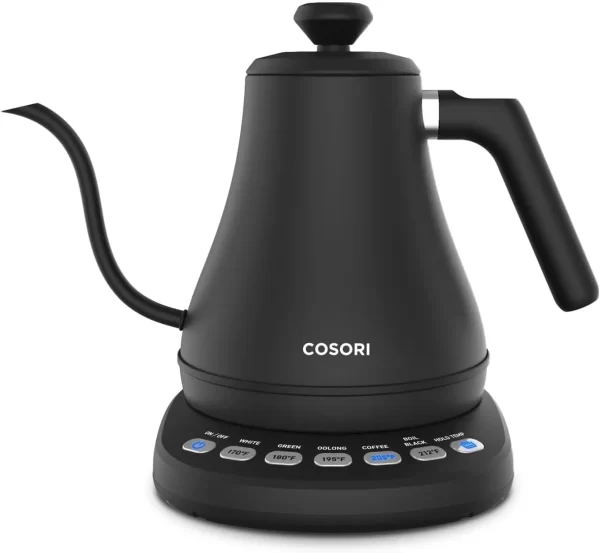 Electric Gooseneck Kettle with 5 Temperature Control Presets, Pour Over Kettle for Coffee & Tea, Hot Water Boiler, 100% S