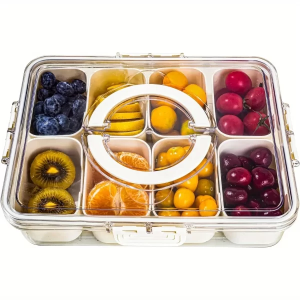 Divided Serving Tray with Handle, 8 Compartments Snack Box for Candy, Nuts, Cookies, Fruit, Party Favor, Wedding, Home Decor - Image 2