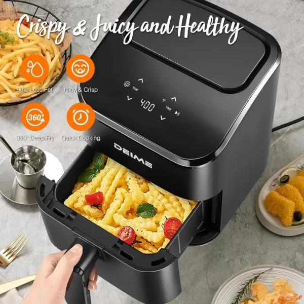 Air Fryer 3 Qt, Small Airfryer Digital Space Saving Compact, Bake, Reheat, Roasts for Quick Easy Meals, Mini Compact ,(Black) - Image 4