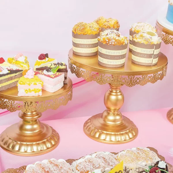 6 Pcs Gold Metal Cake Holder Set,Circular Cupcake Holder,Christmas Decoration Dessert Table,Donut plate，Wedding, Birthdayparty - Image 4