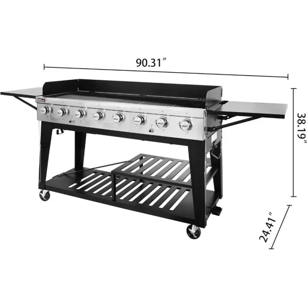 8-Burner Gas Grill, Independently Controlled Dual Systems, Outdoor Party or Backyard BBQ, 104,000 BTU Liquid Propane Grill - Image 2