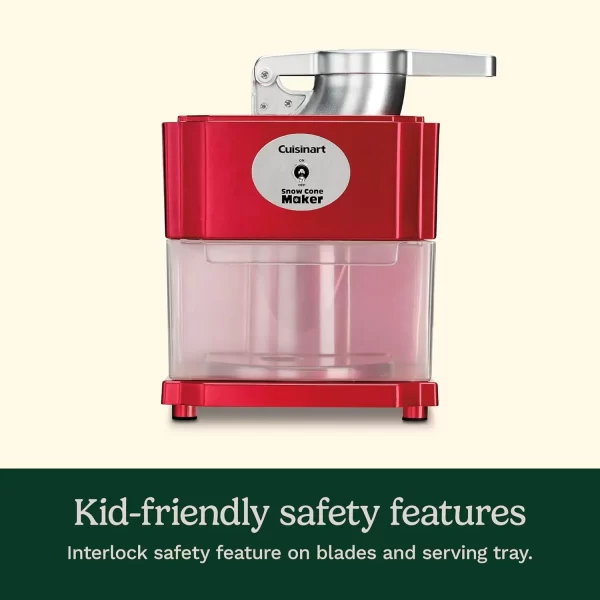 Snow Cone Machine - Makes 5 Icy Cones for Slushies & Frozen Drinks - Includes Reusable & Paper Cones, Red, SCM-10P1 - Image 3