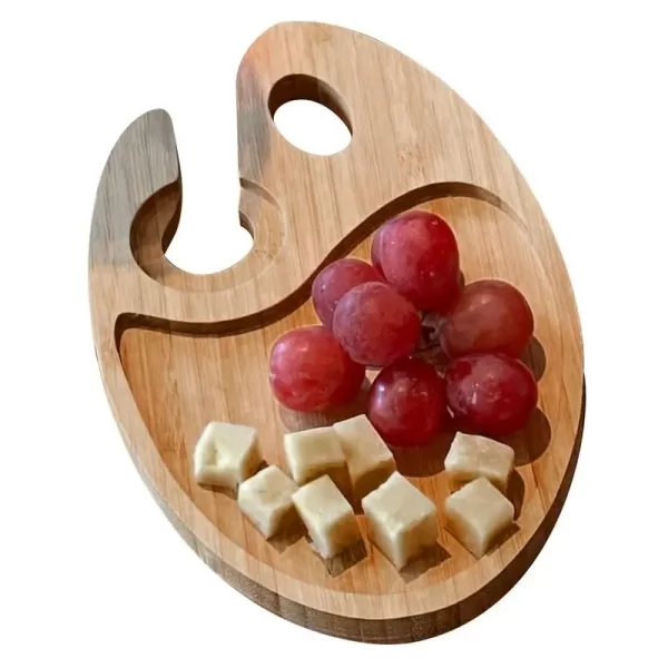 Wine Appetizer Plates Small Cheese Board Cocktail Plates with Glass Holder 8.5X5.25Inch Pine Wood Buffet Plates Small Cheese - Image 4