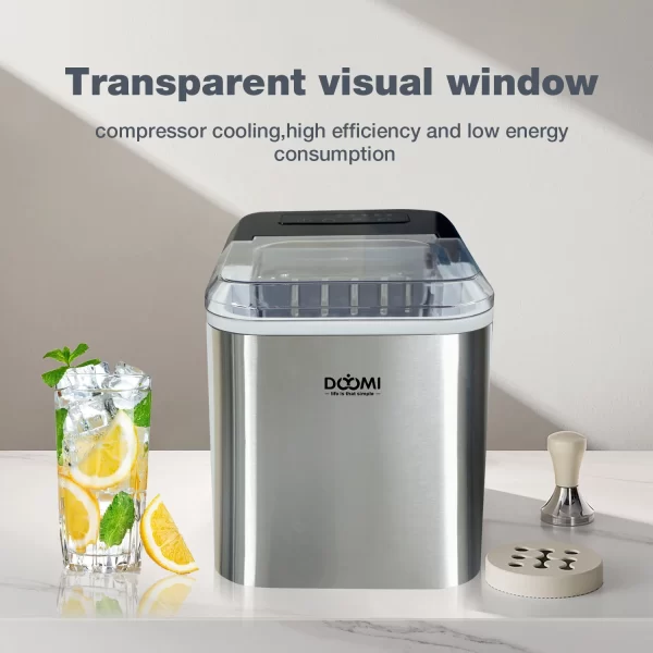 26.5 Pounds Daily Capacity High-Efficiency Ice Maker - Quick 6-Minute Production Of 9 Bullet Ice Cubes, Compact Self-Cleaning - Image 4