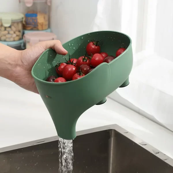 Elephant Drain Basket Multi-purpose Kitchen Storage Drain Basket Household Fruit and Vegetable Basket Plastic Drain Basket Acces - Image 2