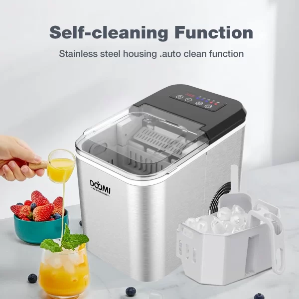 26.5 Pounds Daily Capacity High-Efficiency Ice Maker - Quick 6-Minute Production Of 9 Bullet Ice Cubes, Compact Self-Cleaning - Image 3