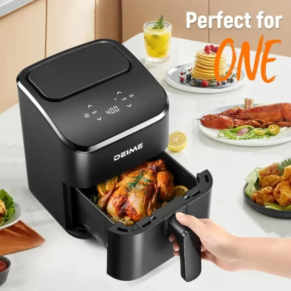Air Fryer 3 Qt, Small Airfryer Digital Space Saving Compact, Bake, Reheat, Roasts for Quick Easy Meals, Mini Compact ,(Black) - Image 2
