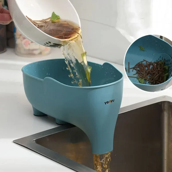 Elephant Drain Basket Multi-purpose Kitchen Storage Drain Basket Household Fruit and Vegetable Basket Plastic Drain Basket Acces - Image 3