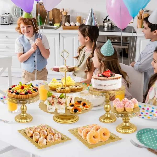 6 Pcs Gold Metal Cake Holder Set,Circular Cupcake Holder,Christmas Decoration Dessert Table,Donut plate，Wedding, Birthdayparty - Image 2