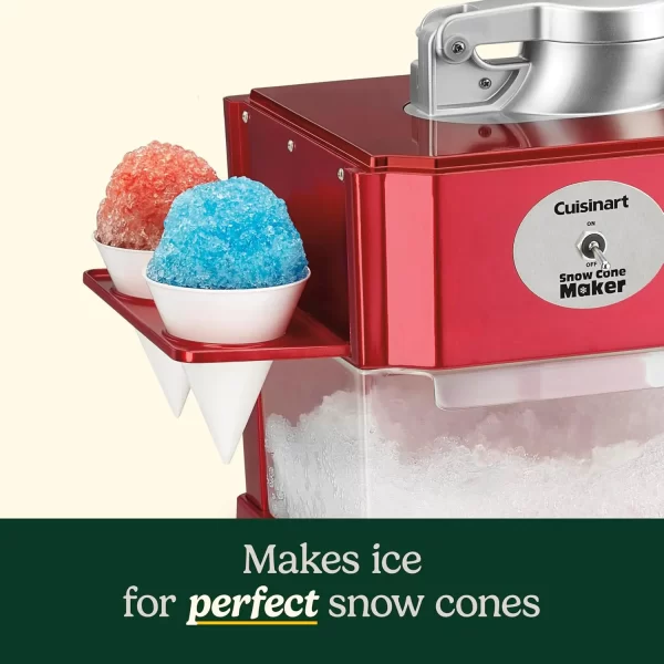 Snow Cone Machine - Makes 5 Icy Cones for Slushies & Frozen Drinks - Includes Reusable & Paper Cones, Red, SCM-10P1 - Image 4