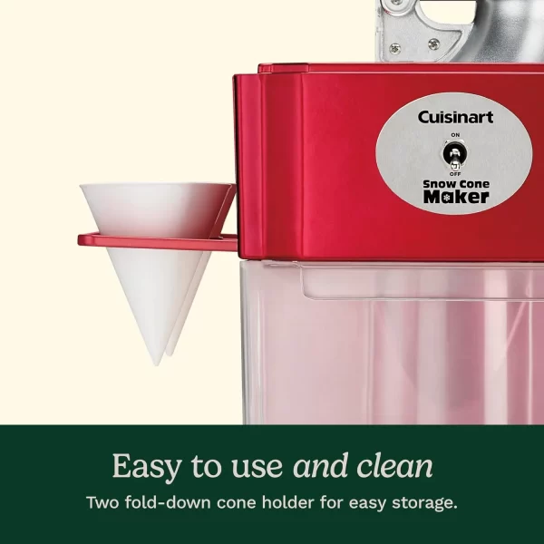 Snow Cone Machine - Makes 5 Icy Cones for Slushies & Frozen Drinks - Includes Reusable & Paper Cones, Red, SCM-10P1 - Image 5