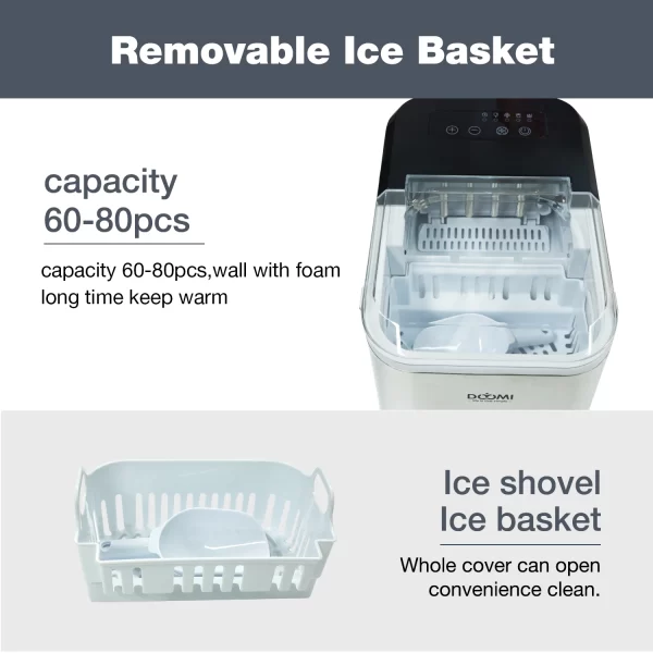 26.5 Pounds Daily Capacity High-Efficiency Ice Maker - Quick 6-Minute Production Of 9 Bullet Ice Cubes, Compact Self-Cleaning - Image 5