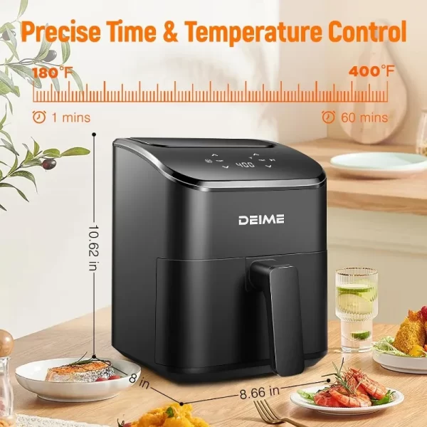 Air Fryer 3 Qt, Small Airfryer Digital Space Saving Compact, Bake, Reheat, Roasts for Quick Easy Meals, Mini Compact ,(Black) - Image 3