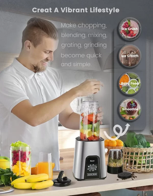 Personal Blender 1000W Smoothie Blender for Shakes and Smoothies, for Kitchen, 2*23oz+10oz Blender Cups - Image 3