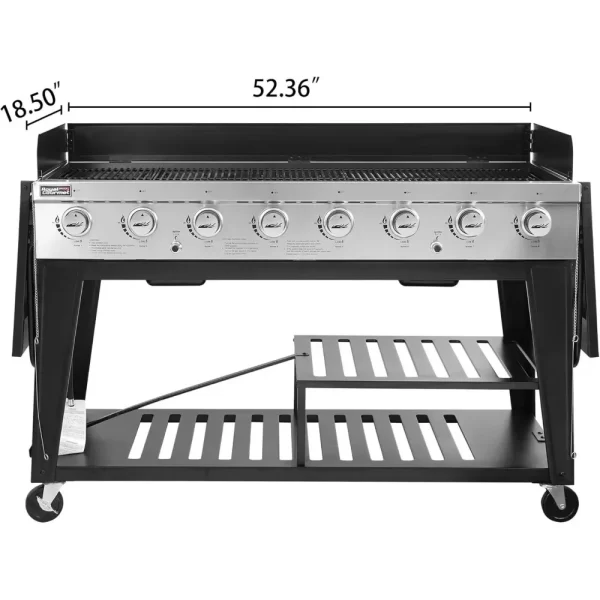 8-Burner Gas Grill, Independently Controlled Dual Systems, Outdoor Party or Backyard BBQ, 104,000 BTU Liquid Propane Grill - Image 4