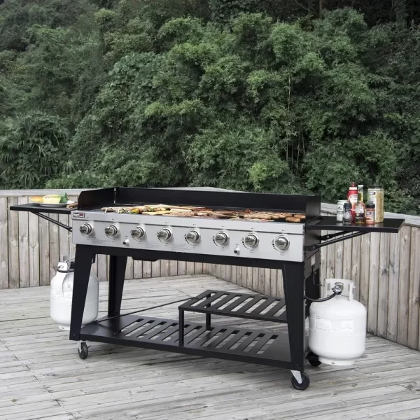 8-Burner Gas Grill, Independently Controlled Dual Systems, Outdoor Party or Backyard BBQ, 104,000 BTU Liquid Propane Grill