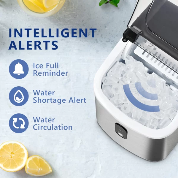 ICYGLEE Portable Ice Maker Machine 26.5lbs/Day 9 Cubes in 6 Mins with Auto-Cleaning Basket and Scoop for Kitchen Office Party - Image 5