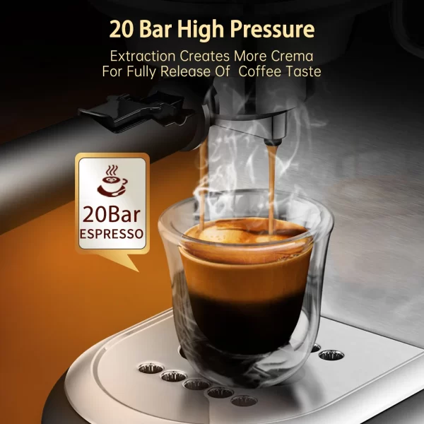 HiBREW Coffee Maker Cafetera 20 Bar Inox Semi Automatic Super Slim ESE POD & Powder Espresso Machine Hot Water H11 - Image 5