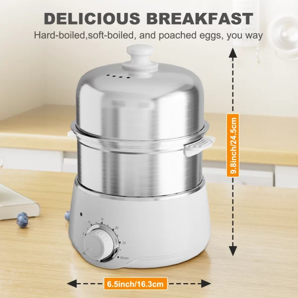 Egg Cooker - CACHOO 14-Egg Capacity Electric Hard Boiled Stainless Steel Egg Cooker with 30-Min Timer and Auto Shut-Off - Image 5