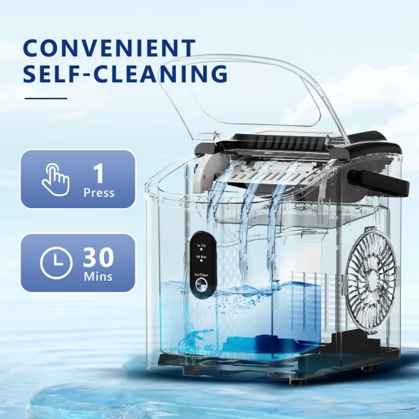 ICYGLEE Portable Ice Maker Machine 26.5lbs/Day 9 Cubes in 6 Mins with Auto-Cleaning Basket and Scoop for Kitchen Office Party - Image 2
