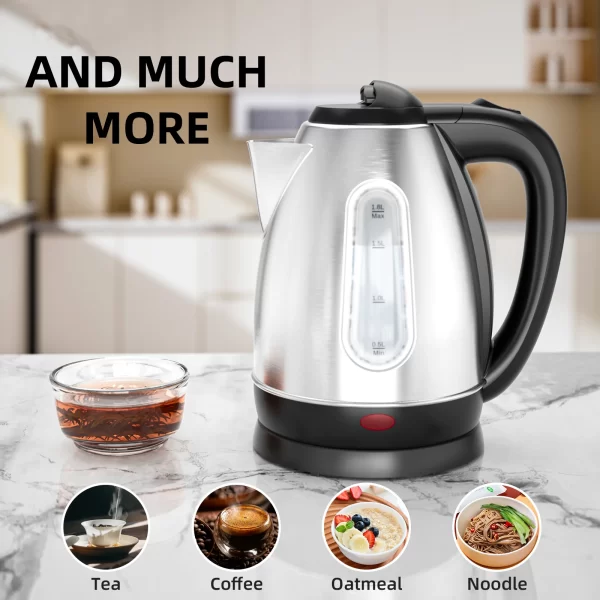 Stainless Steel Electric Kettle, 1.8 Liter Tea Kettle Electric & Hot Water Kettle, 1500W Fast Boil with LED Light, Auto Shut-Off - Image 6