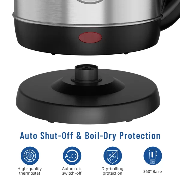Stainless Steel Electric Kettle, 1.8 Liter Tea Kettle Electric & Hot Water Kettle, 1500W Fast Boil with LED Light, Auto Shut-Off - Image 5