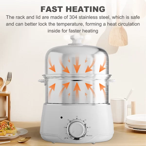 Egg Cooker - CACHOO 14-Egg Capacity Electric Hard Boiled Stainless Steel Egg Cooker with 30-Min Timer and Auto Shut-Off - Image 4