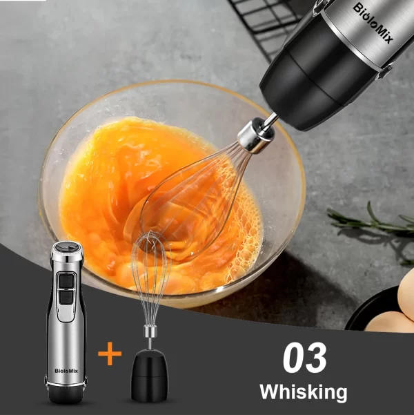 BioloMix 4 in 1 High Power 1200W Immersion Hand Stick Blender Mixer Includes Chopper and Smoothie Cup Stainless Steel Ice Blades - Image 5