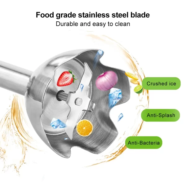 BioloMix 4 in 1 High Power 1200W Immersion Hand Stick Blender Mixer Includes Chopper and Smoothie Cup Stainless Steel Ice Blades - Image 2