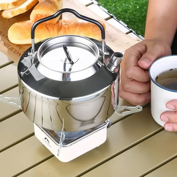Portable Stainless Steel Tea Kettle Outdoor Camping Teapot Kettle Coffee Pot 1.2L Capacity Water Kettle Hiking Picnic Tableware - Image 3