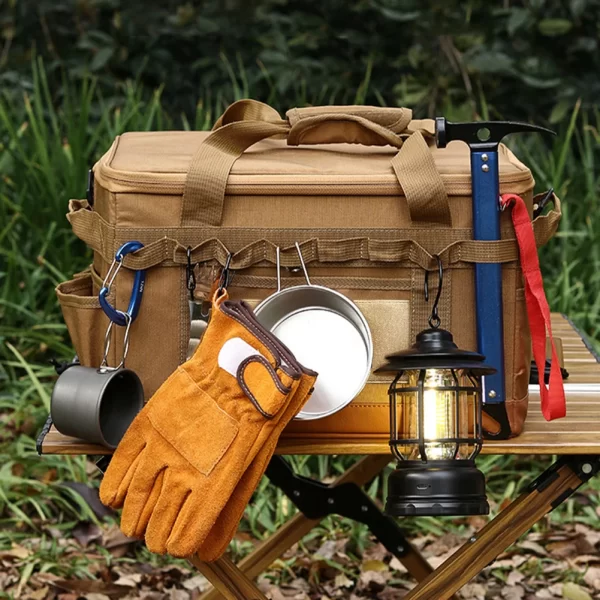 30L Camping Cooking Utensil Organizer Large Capacity Car Trunk Storage Bag Detachable Multifunctional Camping Stove Storage Case - Image 3