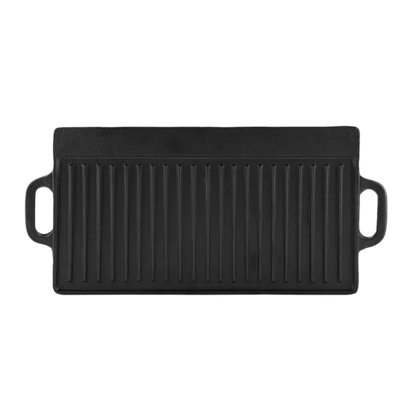 Non-Stick Cast Iron Grill Griddle Pan Ridged and Flat Double Sided Baking Cooking Tray Bakeware - Image 7
