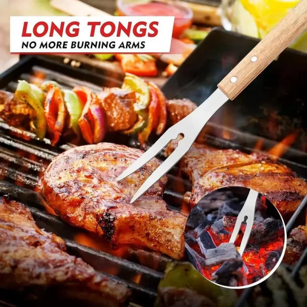 3PCS Barbecue Utensil BBQ Tools Set Stainless Steel Fork Shovel Clamp Grill Utensils Set Outdoor Camping Cooking Accessories - Image 4