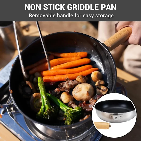 Camping Cookware Set 304 Stainless Steel Campfire Cooking Pots Pan and Kettle with Travel Tote Bag for Camping Outdoor Kitchen C - Image 5