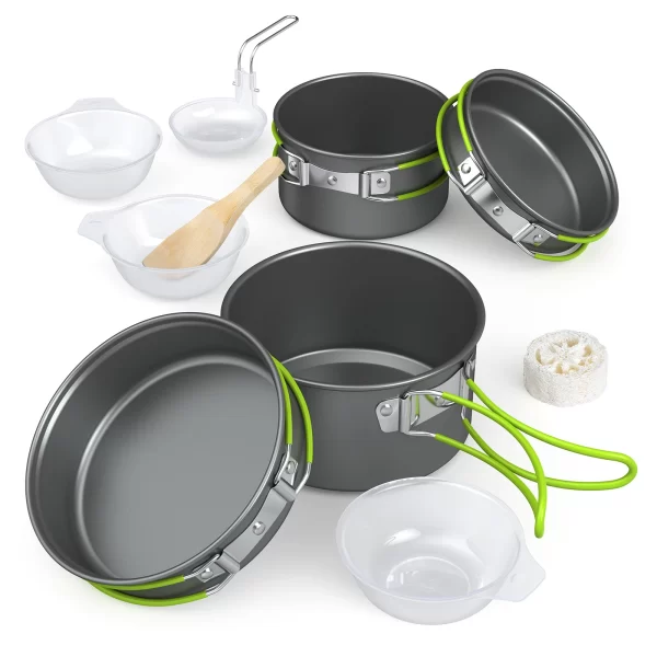 New Camping Cooking Set Camping Cookware Travel Tableware Outdoor Picnic Set Teapot For 2-3 Peaple Non-stick Pots Assorted Sets