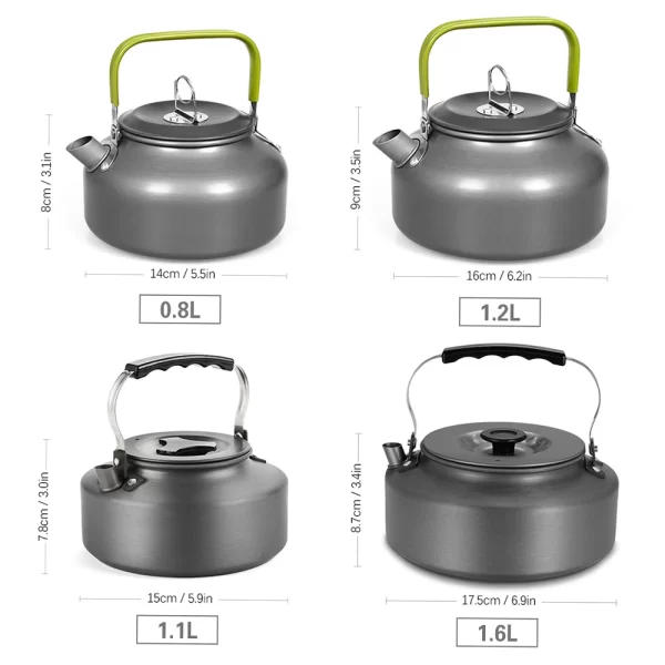 1.2L 1.6L Portable Outdoor Water Kettle Water Pot Teapot Coffee Pot Indoor Aluminum Alloy Tea Kettle Camping Hiking Picnic Pot - Image 6