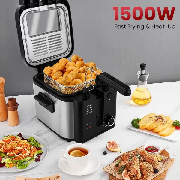 Electric Deep Fryer with Basket,Adjustable Temperature Frying Pot for Home Use,Removable Lid and 2.5L Non-Stick Inner Pot Easy t - Image 2