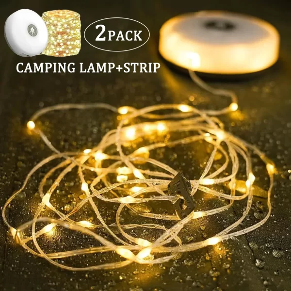 10M Waterproof Recyclable LED Camping Light Strip 4-in-1 Multi-Purpose Outdoor Atmosphere Lamp for Tent Garden Room Decoration
